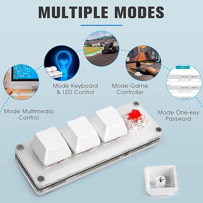 Ecarke Mini 4-Key OSU Keypad Hotswap One Handed Keypad Mechanical Gaming Keyboard,Can Self Programming Macro,with 1.5m USB-C Data Cable（Upgrade Cherry Shaft & RGB LED