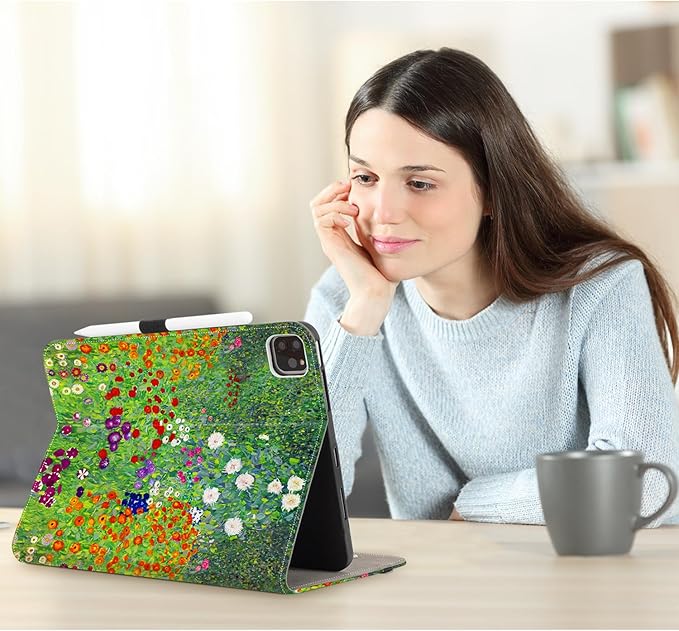 Vimorco for iPad Air M4/M3/M2 11 Inch Case 2026/2025/2024, for iPad Air 5th/4th Gen Cases 10.9-inch, for iPad Pro 11 Inch Case 4th/3rd/2nd/1st Generation, Pencil Holder/Hand Strap/Pocket, Garden