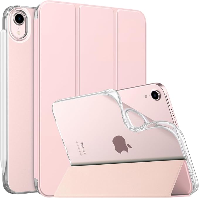 MoKo Case Fit New iPad mini 7 (A17 Pro) 2024, iPad mini 6th Generation Case 2021 (8.3-inch), iPad mini 6 Case, Soft TPU Translucent Frosted Back Cover Case for iPad mini 7th, Light Pink