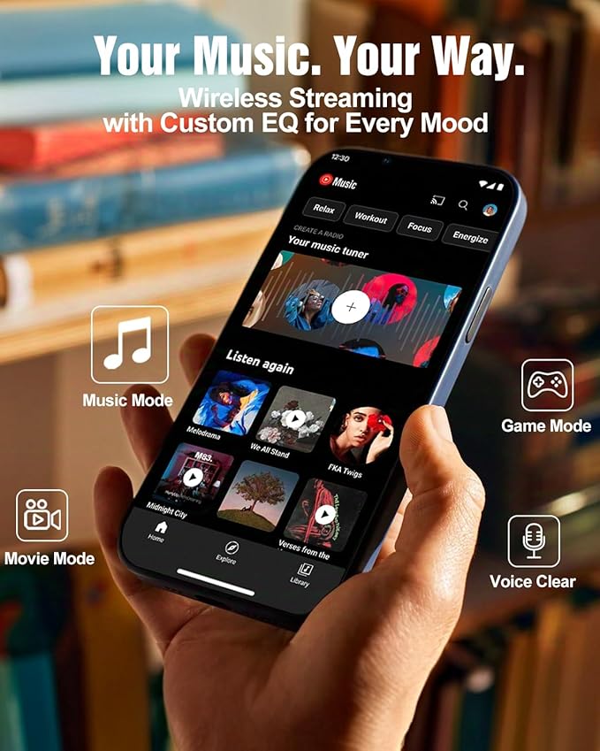 Wooden 5.1.2 Virtual Surround Sound System, 4 Surround Speakers Wired, 400W Peak Power, Sound Bars for Smart TV w/Subwoofer, 5.25'' Deep Bass, Home Theater TV System, ARC/Opt/BT/AUX
