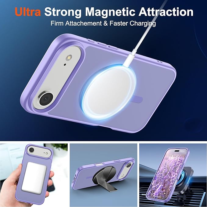 SUPFINE Magnetic for iPhone Air Case (Compatible with MagSafe)(Military Grade Drop Protection) Slim Translucent Matte Shockproof with Anti-Fingerprint Phone Cover for 17 Air,Purple