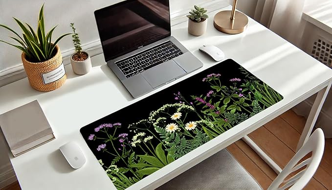 French KOKO Desk Mat, Large Desk Pad Large Mouse Pad Cute Desk Accessories Home Office Essentials Floral Desk Mat Desk Pad Mat for Keyboard Mouse Desk Pads On Top of Desks Computer Women Girls
