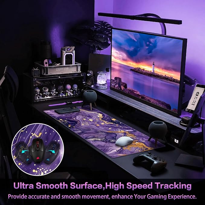 Canjoy Gaming Mouse Pad, 31.5x15.7inch Large Extended Mousepad Big Computer Desk Mat for Keyboard and Mouse Full Desk Mouse Mat with Non-Slip & Rubber Base