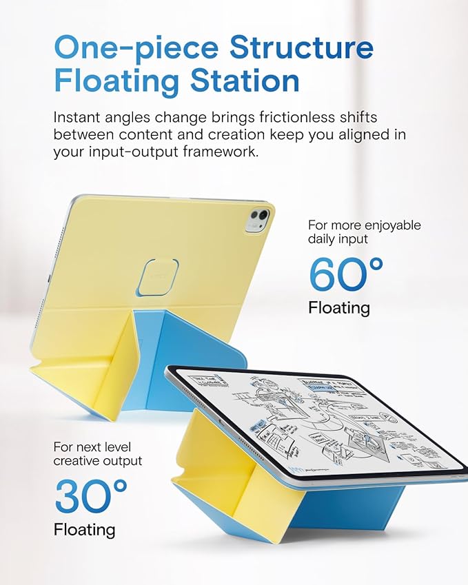MOFT Dynamic Folio Case for iPad Pro 12.9" (6th 2022 | 5th 2021 | 4th 2020), Slim Magnetic Stand Case with 20+ Viewing Angles, Auto Wake/Sleep, Ultra Thin, Panna Cotta x Faded Jeans