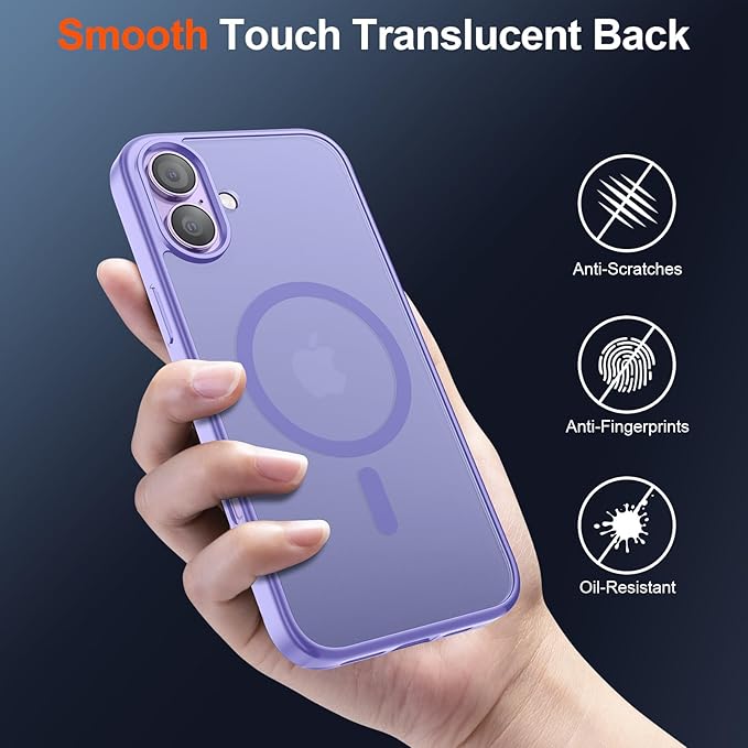 SUPFINE Magnetic for iPhone 17 Case (Compatible with MagSafe)(Military Grade Drop Protection) Translucent Matte Shockproof with Anti-Fingerprint Phone Cover 2025,Purple