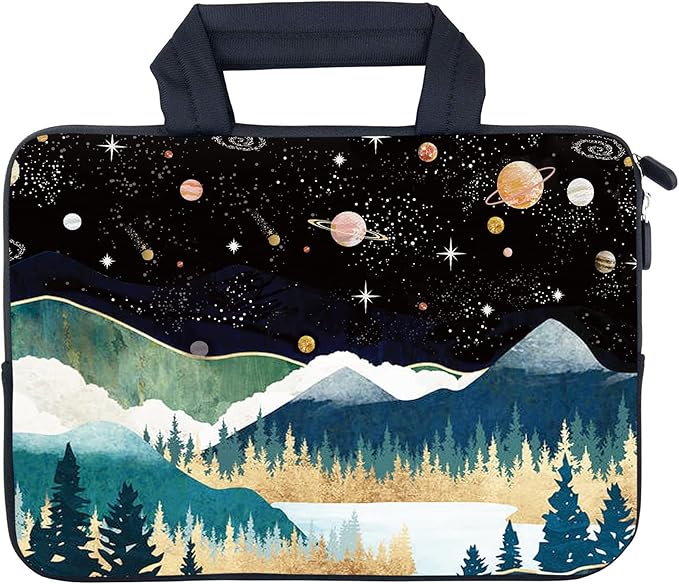 AMARY Laptop Sleeves 11.6" 12" Laptop Handle Bag Neoprene Notebook Carrying Pouch Chromebook Sleeves case Ultrabook Case Tablet Cover Fit Apple MacBook Air HP DELL Lenovo Asus (Mountains Galaxy)