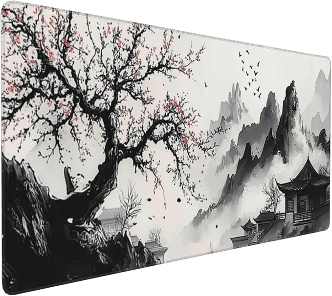 Japanese Mouse Pad XXL 35.4x15.7 Inch Japanese Cherry Blossom Gaming Mouse Pad Non-Slip Rubber Base with Stitched Edges Japanese Anime Desk Mat Extended Large Mousepad for Home Office Gaming Work