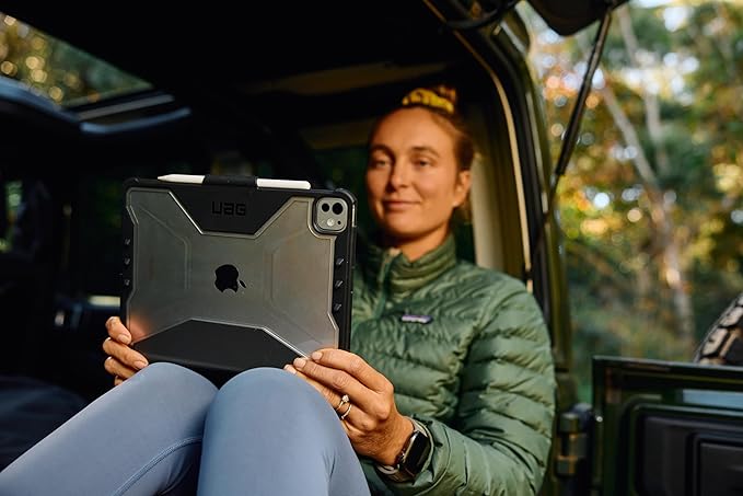 URBAN ARMOR GEAR UAG Designed for iPad Pro 11" Case M5 2025 6th Gen, M4 2024 5th Gen A3357 A3358 A3359, Rugged Transparent Clear Folio Cover w/Pencil Holder & Multiple Angle Stand, Plyo Black/Ice