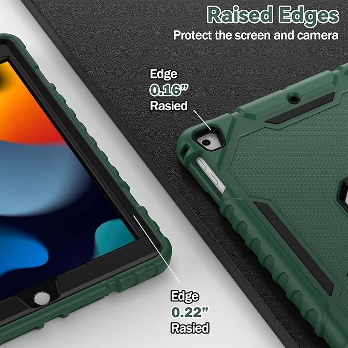 ZoneFoker 9.7" Case for iPad 6th/5th Generation 2018/2017, for iPad Air 2 / Air 1st / Pro 9.7, Heavy Duty Shockproof Protective 9.7 Inch Cover with Built-in Stand for i Pad 6 5 Gen(Deep Green)