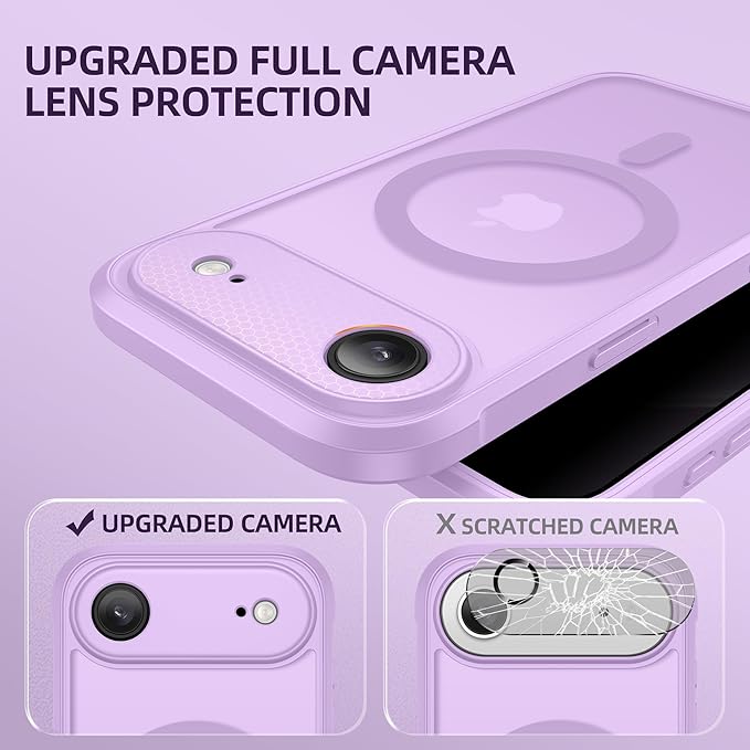 BERFY for iPhone Air Case, Compatible with MagSafe, Built-in Privacy Screen Protector, Camera Protection, Shockproof Full Body Phone Case 6.5", Translucent Purple
