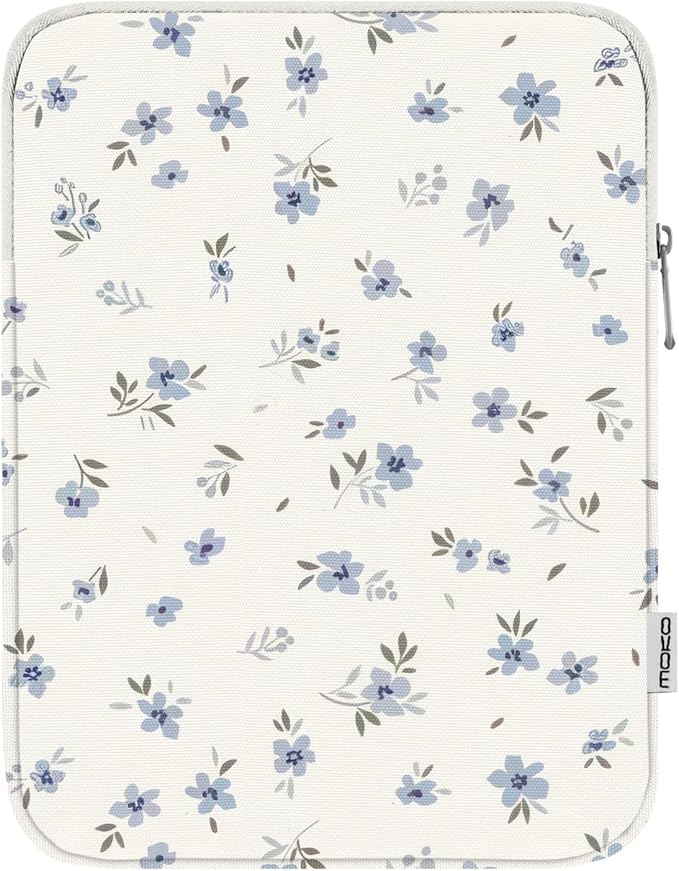 MoKo 9-11 Inch Tablet Sleeve Bag Carrying Case Fits New 11inch iPad Air M4, iPad A16 2025, iPad Pro 11 M4, Air 5/4/3, iPad 10/9/8th Gen, Tab S8/S9 11", Tablet Carrying Case, Mint Blue Floral