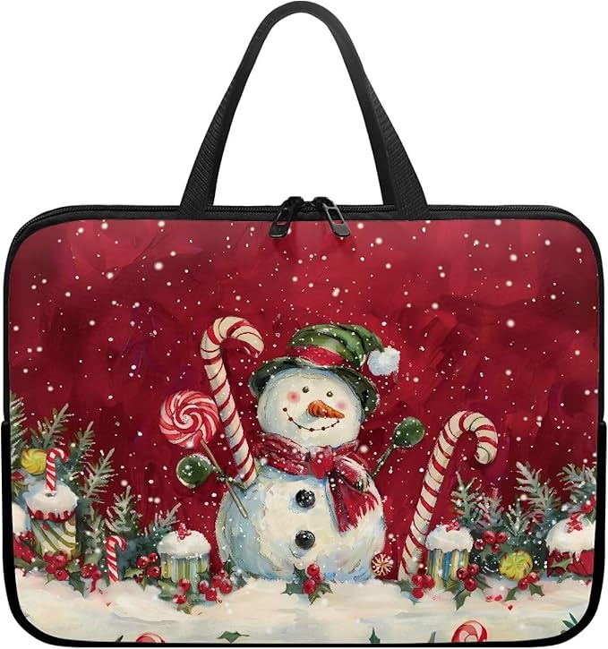 Christmas Red Snowman 13 Inch Laptop Sleeve Cover Computer Bag Tablet Carrying Case, Waterproof Tote Bags Notebook Sleeves Handbag for Travel/Business/School, Family & Friends Gift