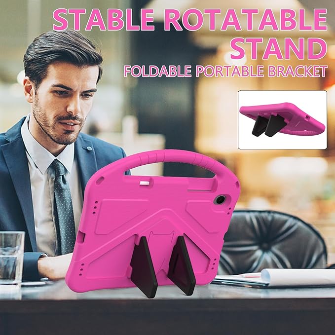 Kids Case for Samsung Galaxy Tab S11 2025 11" Tablet, Techcircle Light Weight Shock Proof EVA Foam Handle Rugged Stand Protective Case, Rose