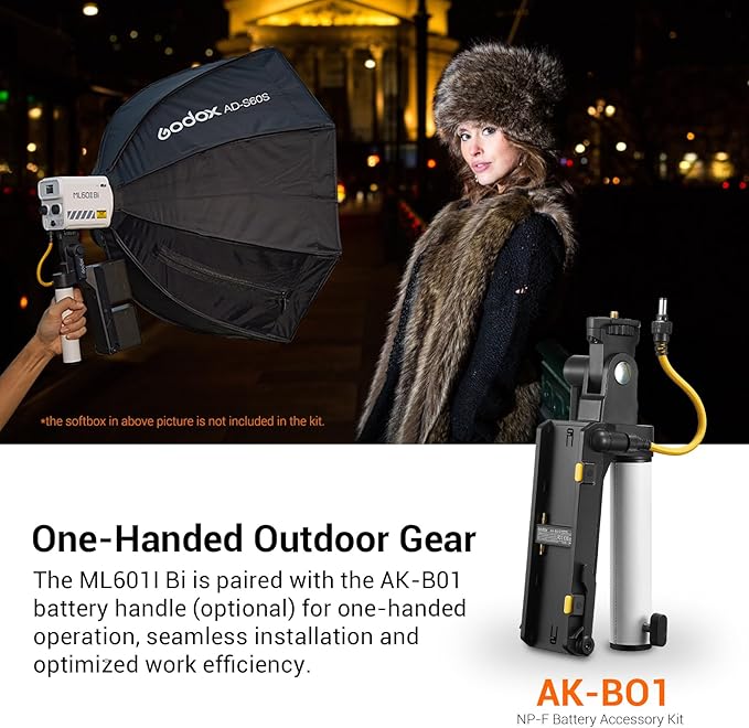 Godox ML60IIBi 70W Bi-Color COB LED Video Light,2800K-6500K CRI 96+/TLCI 97+,Built-in 11 Lighting Effects,App Control Photography Lighting