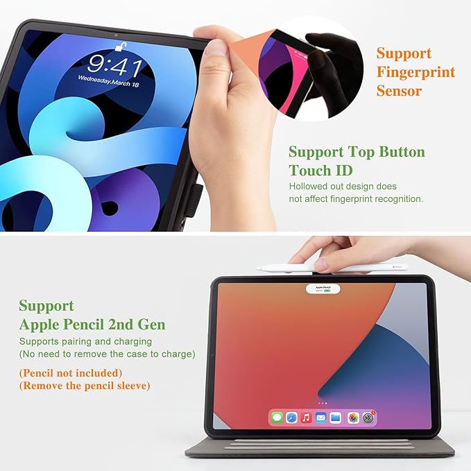 Vimorco for iPad Air M4/M3/M2 11 Inch Case 2026/2025/2024, for iPad Air 5th/4th Gen Cases 10.9-inch, for iPad Pro 11 Inch Case 4th/3rd/2nd/1st Generation Pencil Holder/Hand Strap/Pocket, Cute Dog