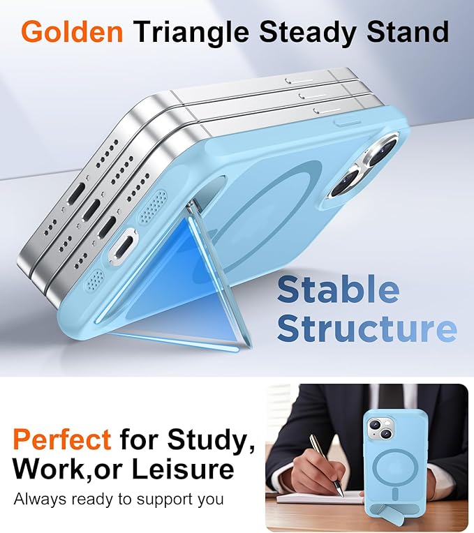 Magnetic Compatible with iPhone 14 Case/iPhone 13 Case,[Built-in Invisible Kickstand][Compatible with MagSafe][Military Grade Shockproof] Slim Translucent Matte Phone Case for iPhone 14/13 6.1"