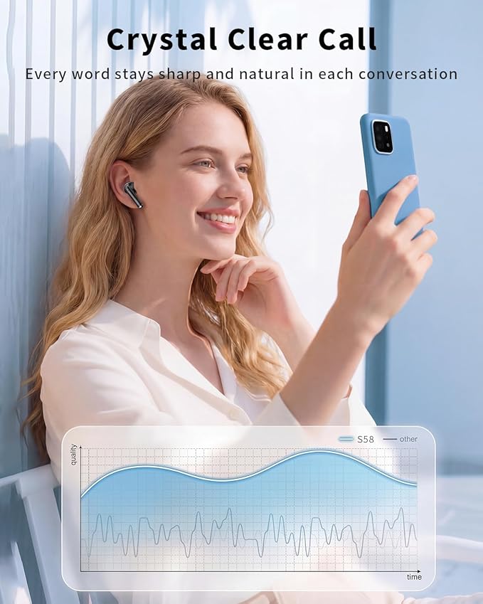 XIAOWTEK Wireless Earbuds, 2026 Bluetooth 5.4 Headphones Bass Stereo Ear Buds with Noise Cancelling Mic, LED Display in Ear Earphones 50H Playtime Ear Buds, IP7 Waterproof for Laptop Pad Phones Black
