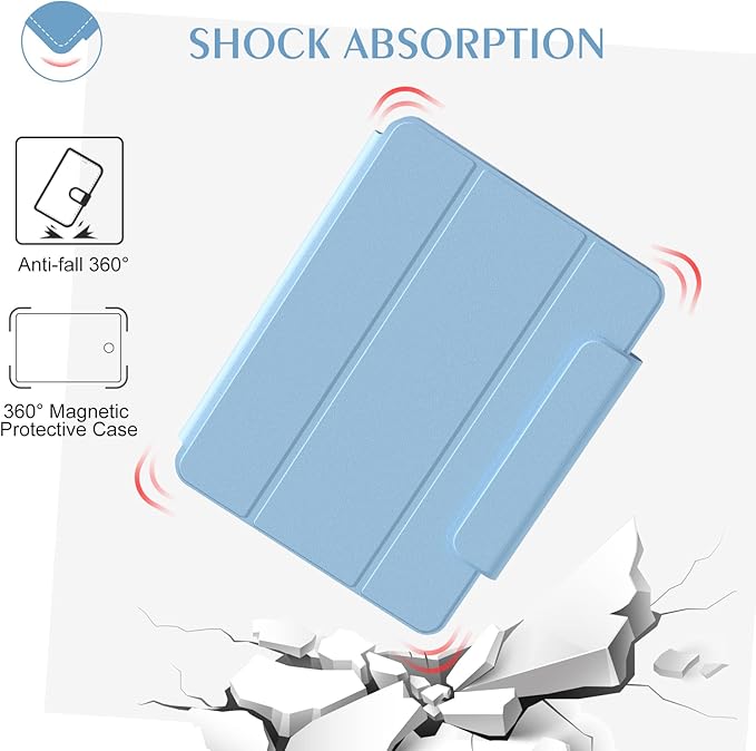 ZENLU iPad Pro 11" M4 M5 Case with Removable Magnetic Folio Cover, Premium PU Leather, Multiple Angles Stand, Pencil Slot Charging Support, Full Protective Case for iPad Pro 11" 2025 2024 (Blue)