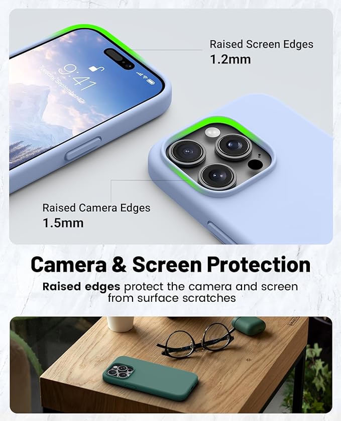 OTOFLY for iPhone 15 Pro Max Case [Compatible with MagSafe] Full-Body Silicone Shockproof Slim Thin Phone Case for iPhone 15 Pro Max 6.7 inch (Light Blue)