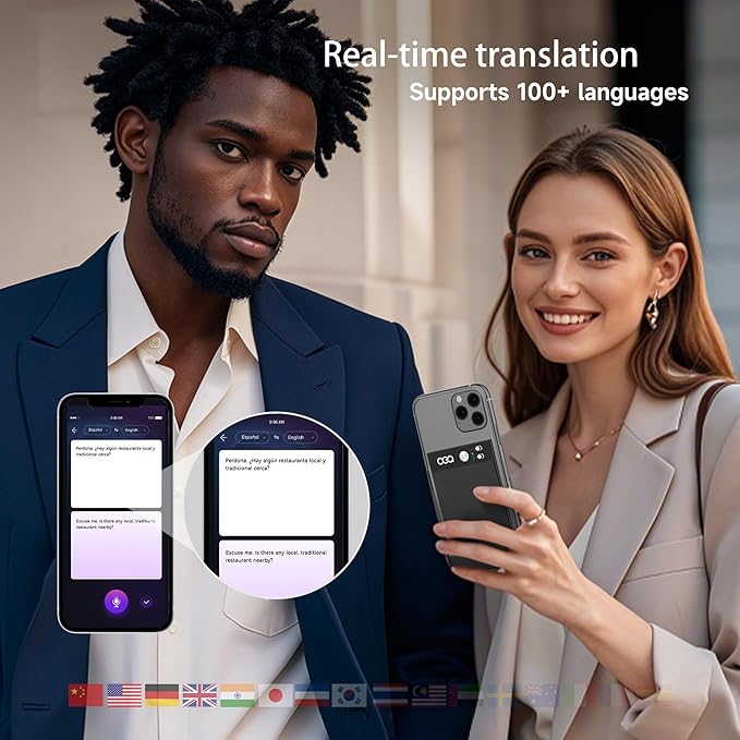 AI Voice Recorder with Simultaneous Interpretation & Real-timeTranscription,64GB AI Speech Processor Powered by ChatGPT with App Control for Business/Education/Interviews,Black