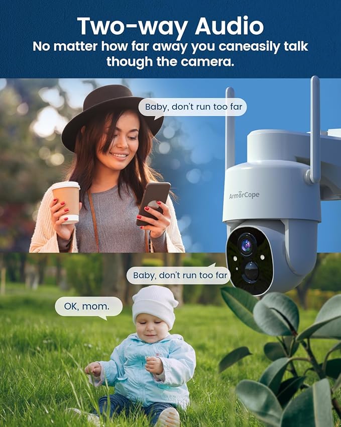 Armorcope Solar Security Cameras Wireless Outdoor,360° View Battery Powered with Spotlight Color Night Vision,2K WiFi Home Security,PIR Sensor,Wireless Easy Install, 2.4 GHz Wi-Fi