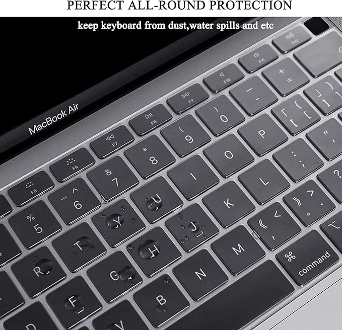 EooCoo Hard Case Compatible with MacBook Air 13.3 inch M1 Chip 2021-2018 with Retina Display, Air 13.3 inch Plastic Protective Case + Transparant Keyboard Cover + Screen Protector, Sparkly Clear
