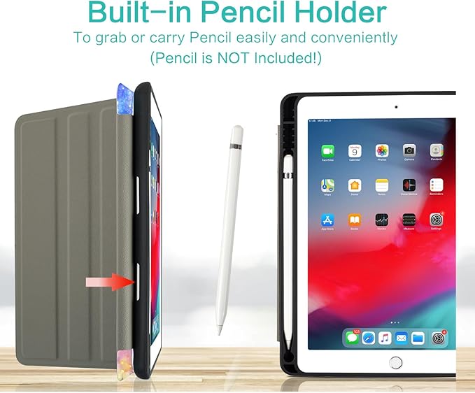 for iPad 9th Generation Case, iPad 8th Generation Case, iPad 7th Generation Case, iPad Air 3rd Generation 10.5-inch case Multi-Angle View Adjustable Stand Auto Wake/Sleep Galaxy Purple Rabbit