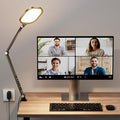 LitONES Video Conference Lighting for Computer, Dimmable Light for Video Recording, Meeting, Laptop & Webcam, 15W Ring Light for Desk with C- Clamp, Swing Arm, Remote, Memory & Timer CRI >95