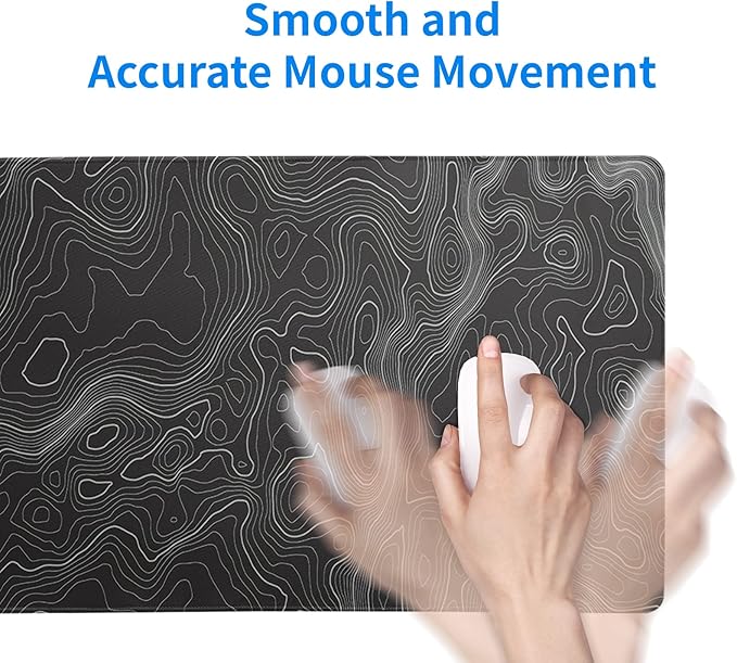 Topographic Contour Extended Big Mouse Pad Large,Gaming Mouse Pad Desk Pad,27.6x11.8 Inch Long Computer Keyboard Mouse Mat Mousepad with 3mm Non-Slip Base and Stitched Edge for Gaming and Office