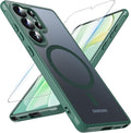 OWKEY Samsung Galaxy S25 Ultra Case 6.86'', Magnetic S25 Ultra Case for Magsafe with Tempered Glass Screen, [Shockproof Military] Translucent Back Slim Bumper Cover Phone Case Galaxy S25 Ultra, Green