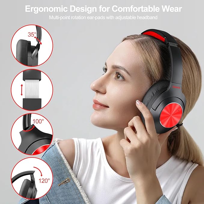 Hybrid Active Noise Cancelling Headphones - 2024 Upgraded Wireless Over Ear Bluetooth Headphones,100H Playtime,Hi-Res Audio,Deep Bass Noise Cancelling,Comfortable Ear Cup for Travel/Home/Office
