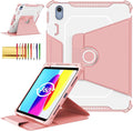Rotating Case for iPad 11" A16 2025 / iPad 10th Generation 10.9" 2022 Smart Cover with Pencil Holder, Techcircle [Corner Protection] Hybrid TPU+PC Magnetic Flip Stand Soft Bumper Cover, Baby Pink