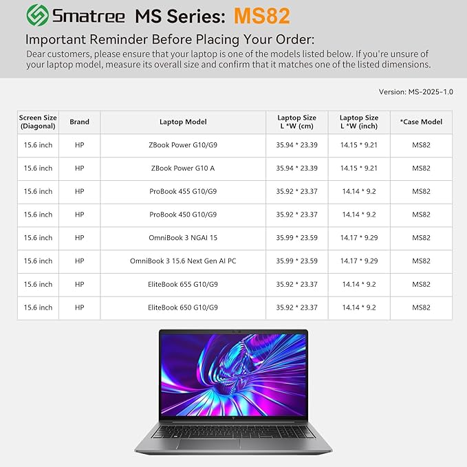 Smatree MS82 Hard EVA Protective Sleeve with Stand Compatible for 15.6 inch HP OmniBook 3 NGAI 15/Next Gen AI PC, for HP EliteBook 650/655, for ProBook 450/455/ZBook Power G9/G10 Workstation, Green