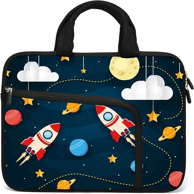 11 11.6 12 12.1 12.5 inches Laptop Sleeve Chromebook Case Ultrabook Case Notebook PC Messenger Bag Tablet Neoprene Handle Sleeve for Women Men, Two Pockets(Rocket)