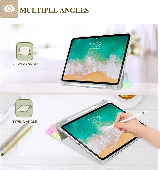 Vimorco for iPad (A16) Case 11th Generation 2025, for iPad 11th/10th Generation Case Pencil Holder, Typing Stand & 2 Viewing Angles, Faux Leather Slim Cover, Auto Sleep/Wake, Hummingbird & Lily