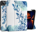 DONGKE Case for 2022/2021/2020/2018 iPad Pro 11 inch Gen 4/3/2/1 - Slim Protective Case - Built in Pencil Holder Support Charging - Trifold Stand & Sleep/Wake Cover - Watercolor Blue Floral