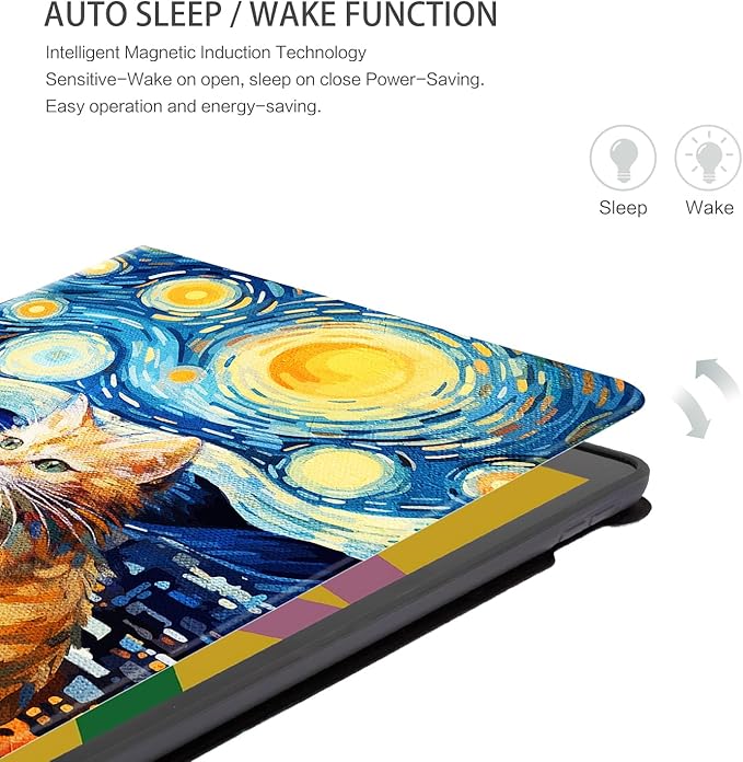 for iPad 9th Generation Case, iPad 8th Generation Case, iPad 7th Generation Cases, ipad case 9th Generation 10.2 inch Multi-Angle View Adjustable Stand Shockproof Auto Wake Sleep, Starry Night Cat