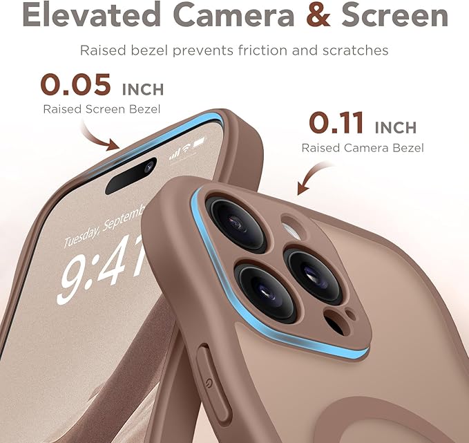 CAPRARO for iPhone 16 Pro Max Case for Women Girls, Upgraded [Full Camera Protection] [Compatible with MagSafe] Cute Wave Translucent Matte Phone Case for iPhone 16 Pro Max, Brown