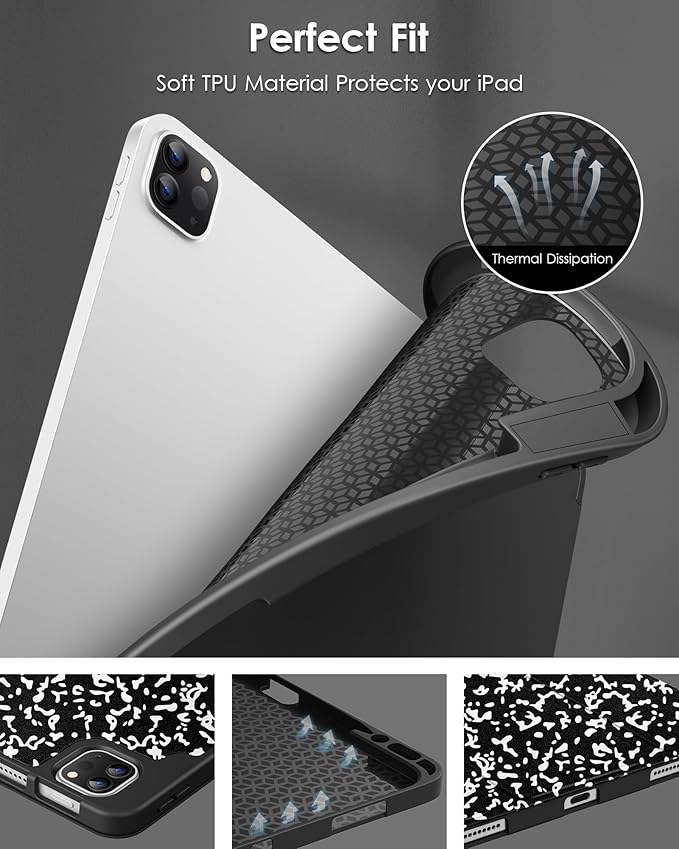 DTTO for iPad Air 13 Inch Case M4/M3/M2 2026/2025/2024, iPad Pro 12.9 Inch Case (6th/5th/4th/3rd Gen), Smart Slim Trifold Stand Soft Cover with Pencil Holder, Book