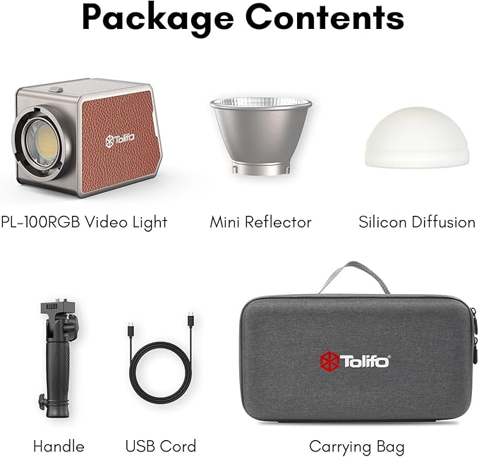 Tolifo 100W RGB LED Video Light with 18000mAh Battery, Portable 360° Full Color Studio Lights, COB Continuous Output for Creative Photography Lighting/Video Recording, 2700K-6500K CRI97+ 20 Effects