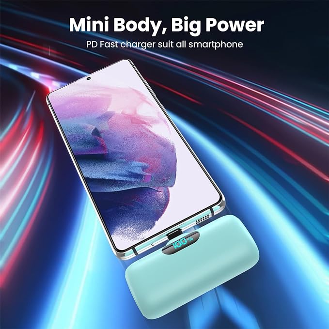 [2-Pack] Mini Portable Charger 5000mAh Power Bank,3A PD USB C Cell Phone Portable Power, LCD Display Battery Pack Compatible with iPhone 17/17 Air/16/16 pro/15/15 pro Max/Android/Samsung/Moto/LG etc