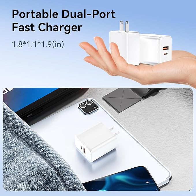 Otovoda USB C Fast Charger Block, 3 Pack 55W Type C Charger Fast Charging Brick, Dual Port USB Wall Chargers Cube for iPhone 17/16/15/14/13/12 Pro Max, iPad