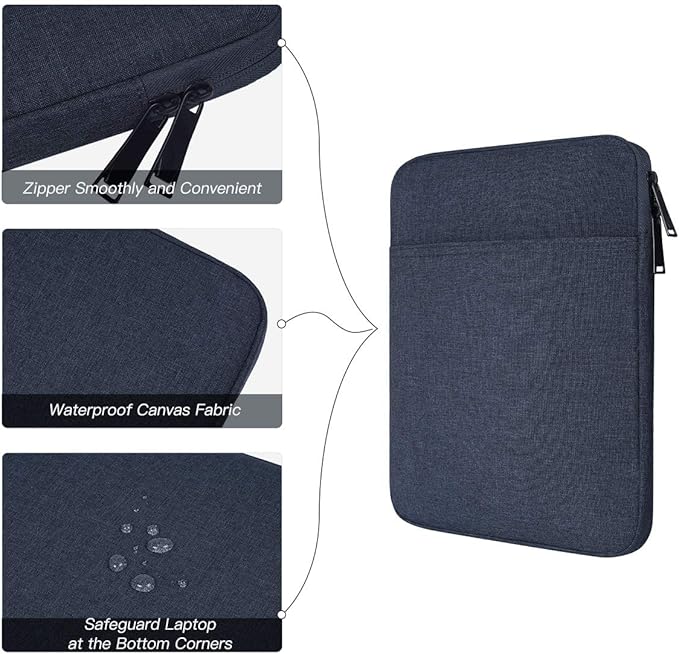 Tablet Sleeve Case for iPad Pro 11 Inch, iPad 9th/8th/7th Gen 10.2, iPad Air 5/4 10.9 Inch, Samsung Galaxy Tab A8 10.5" Protective Bag, Fit Apple Smart Keyboard, Blue