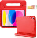 Kids Case for iPad 10th Generation (2022), iPad 11" A16 2025 Case with Pencil Holder, Techcircle Handle Stand Lightweight EVA Foam Bumper Protective Rugged Drop Protection Child Proof Cover, Red