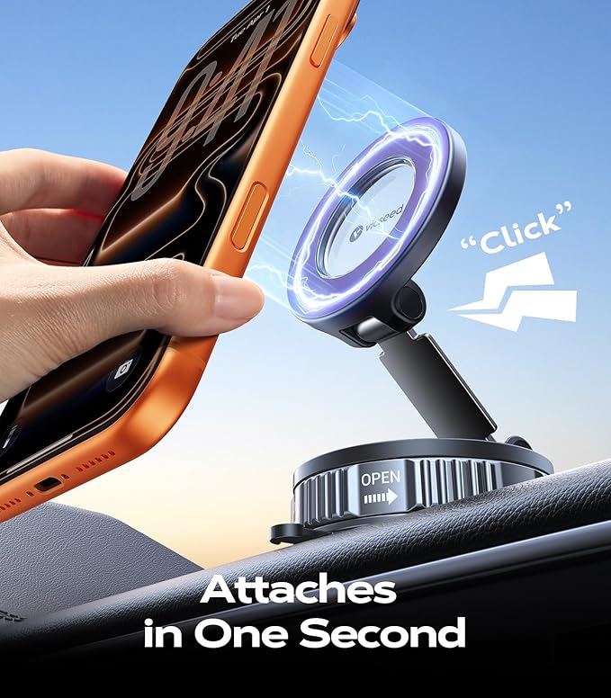 VICSEED 2026 Upgraded Car Phone Holder for Magsafe Car Mount [85 LBS Strongest Suction] Vacuum Magnetic Phone Holders for Your Car 360° Adjustable Car Phone Mount for iPhone 17 Pro Max 16 15 14 Purple