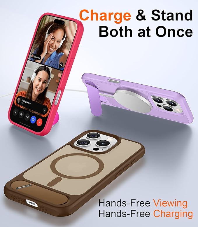 Magnetic Compatible with iPhone 16 Pro Case, [Built-in Invisible Kickstand][Compatible with MagSafe] [Military Grade Shockproof] Slim Translucent Matte Phone Case for iPhone 16 Pro 6.3"