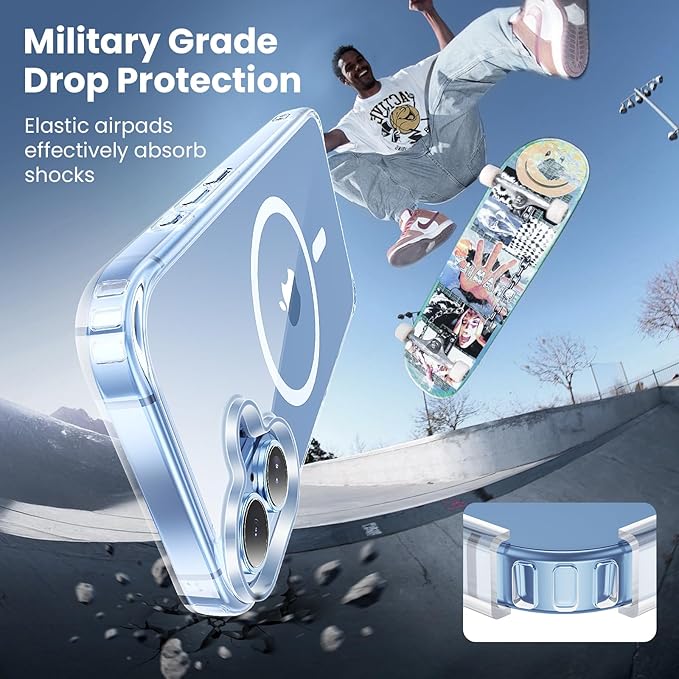 Anti-Yellowing Strong Magnetic for iPhone 17 Case [Compatible with MagSafe] [12FT Military Grade Drop] Slim Thin iPhone Cover 6.3 Inch, Clear