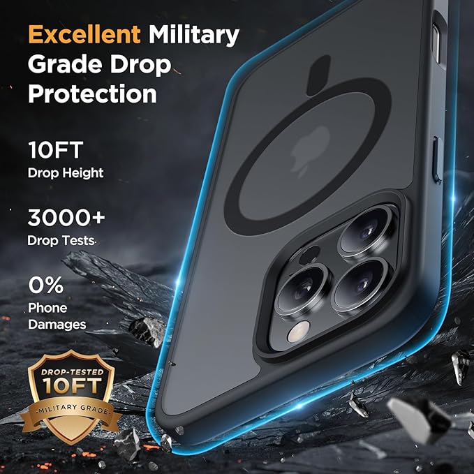 Miracase 2025 Upgraded Magnetic for iPhone 16 Pro Case [Compatible with MagSafe] [with 2X Screen Protector] Military-Grade Protection, Anti-Fingerprint, Slim Phone Case for 16 Pro 6.3 inch - Black