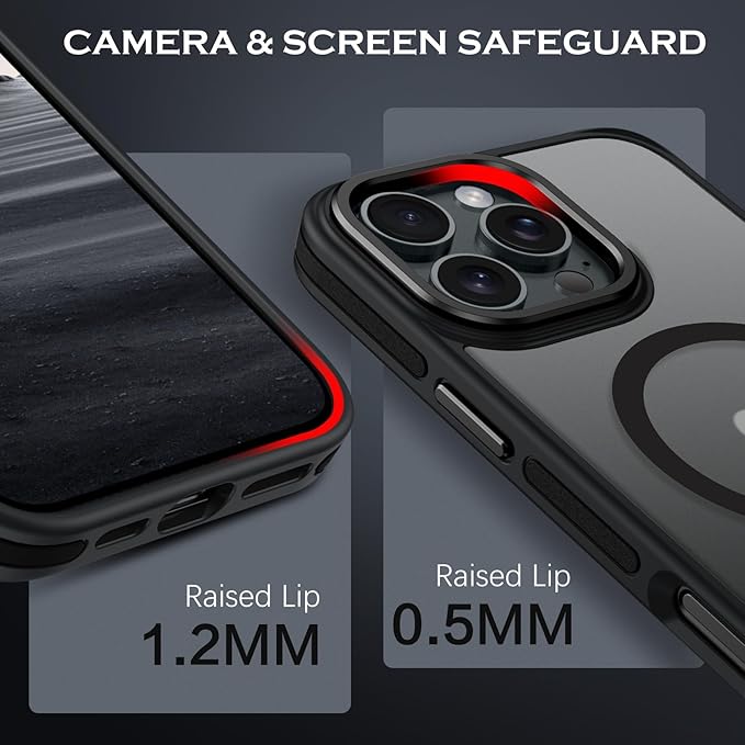 YINLAI Case for iPhone 16 Pro Max, Magnetic Case [Compatible with Magsafe] Supports Wireless Charging Slim Translucent Matte Women Men Shockproof Protective Back Phone Cover 6.9 Inch, Black/Black