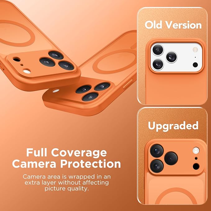 CAPRARO Magnetic for iPhone 17 Pro Max Case, Upgraded [Full Camera Protection] [Compatible with MagSafe] Protective Translucent Matte Women Girl Phone Case Cover, Cosmic Orange